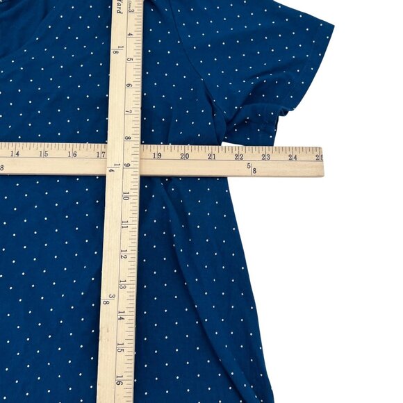 J.Jill Wearever Collection Blue Polka Dot V-Neck Short Sleeve Top XL Rayon/Spand - Picture 5 of 7